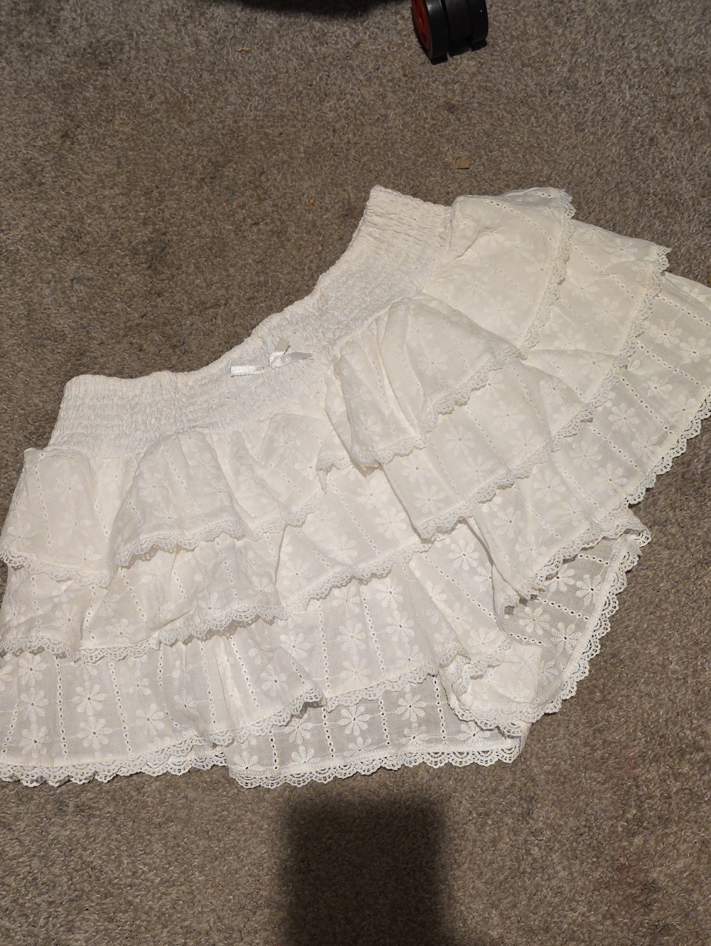 White Eyelet Tiered Skort - Women